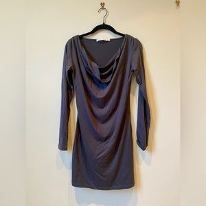 Susana Monaco dark gray layered long sleeve dress size small